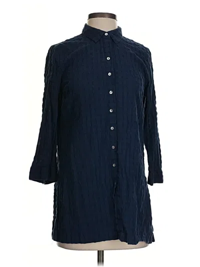 Pre-owned Jjill 3/4 Sleeve Button Down Shirt In Blue