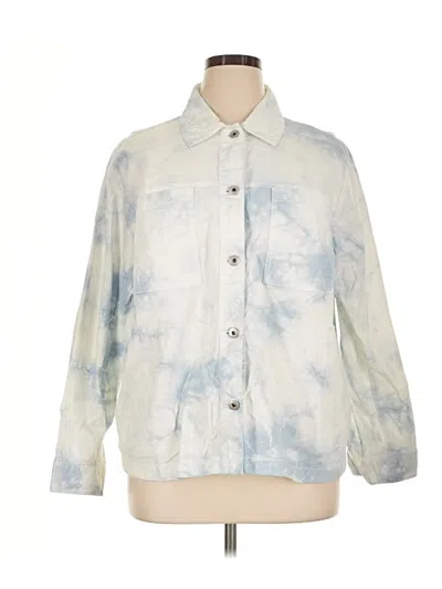 Pre-owned Jjill 3/4 Sleeve Button Down Shirt In Blue