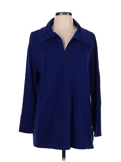 Pre-owned Jjill 3/4 Sleeve Button Down Shirt In Blue