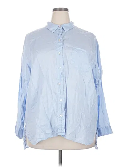 Pre-owned Jjill 3/4 Sleeve Button Down Shirt In Blue