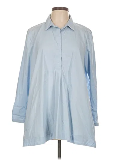 Pre-owned Jjill 3/4 Sleeve Button Down Shirt In Blue