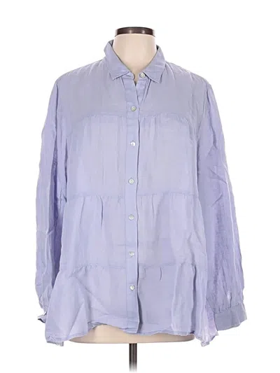 Pre-owned Jjill 3/4 Sleeve Button Down Shirt In Blue