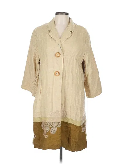 Pre-owned Jjill 3/4 Sleeve Button Down Shirt In Brown