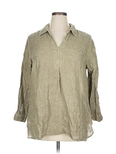 Pre-owned Jjill 3/4 Sleeve Button Down Shirt In Brown