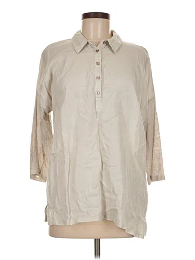 Pre-owned Jjill 3/4 Sleeve Button Down Shirt In Brown