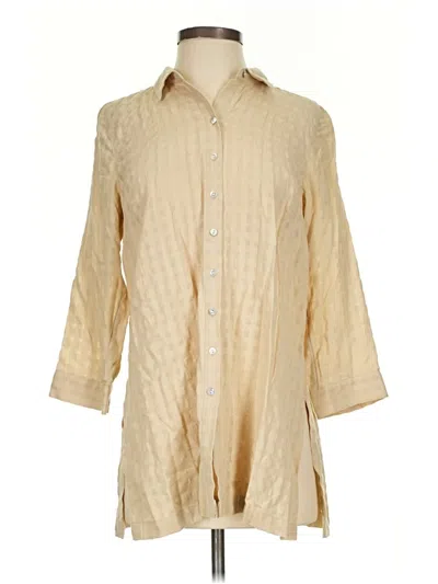 Jjill 3/4 Sleeve Button Down Shirt In Brown