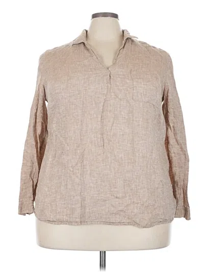 Pre-owned Jjill 3/4 Sleeve Button Down Shirt In Brown