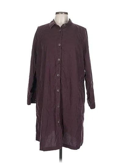Pre-owned Jjill 3/4 Sleeve Button Down Shirt In Burgundy