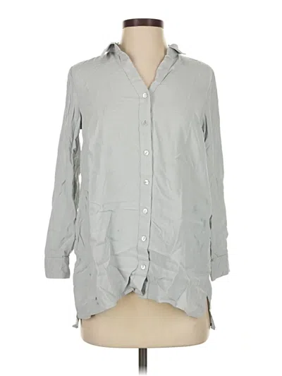 Pre-owned Jjill 3/4 Sleeve Button Down Shirt In Gray