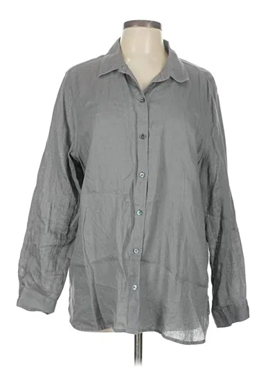 Pre-owned Jjill 3/4 Sleeve Button Down Shirt In Gray