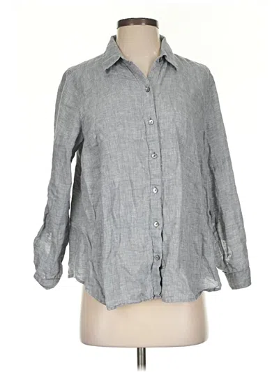 Pre-owned Jjill 3/4 Sleeve Button Down Shirt In Gray