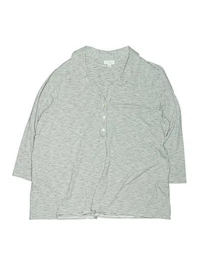 Pre-owned Jjill Kids' 3/4 Sleeve Button Down Shirt In Gray