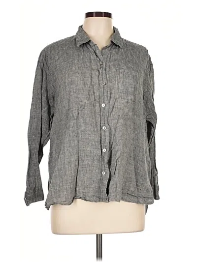 Pre-owned Jjill 3/4 Sleeve Button Down Shirt In Gray