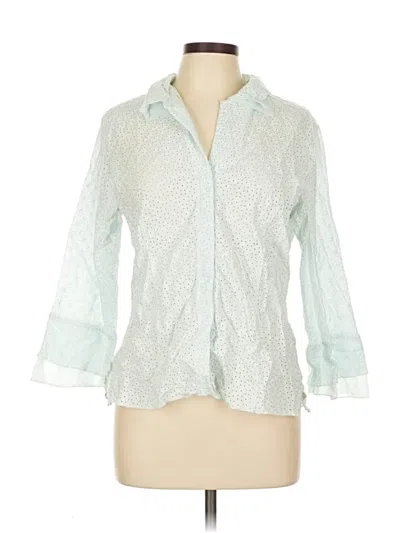 Pre-owned Jjill 3/4 Sleeve Button Down Shirt In Green