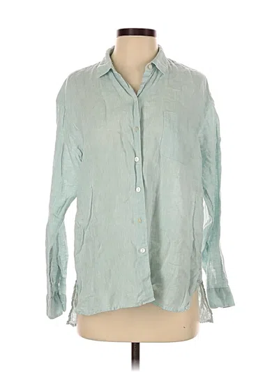 Pre-owned Jjill 3/4 Sleeve Button Down Shirt In Green