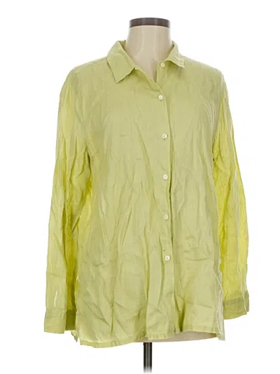 Pre-owned Jjill 3/4 Sleeve Button Down Shirt In Green