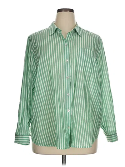 Pre-owned Jjill 3/4 Sleeve Button Down Shirt In Green