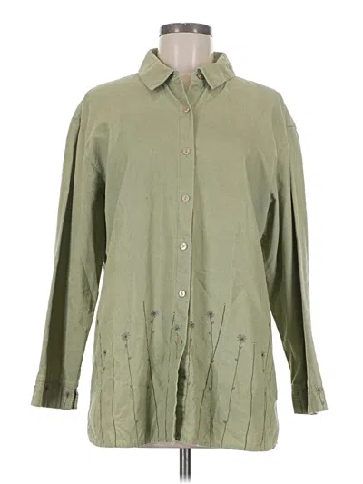 Pre-owned Jjill 3/4 Sleeve Button Down Shirt In Green
