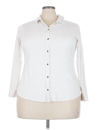 Pre-owned Jjill 3/4 Sleeve Button Down Shirt In Ivory