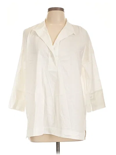 Pre-owned Jjill 3/4 Sleeve Button Down Shirt In Ivory