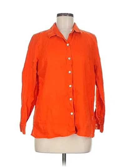 Pre-owned Jjill 3/4 Sleeve Button Down Shirt In Orange
