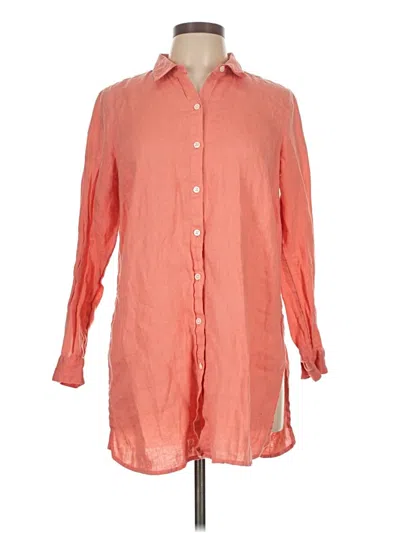 Pre-owned Jjill 3/4 Sleeve Button Down Shirt In Orange
