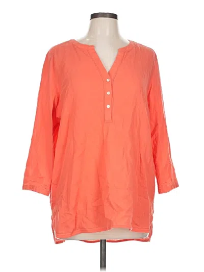 Pre-owned Jjill 3/4 Sleeve Button Down Shirt In Orange