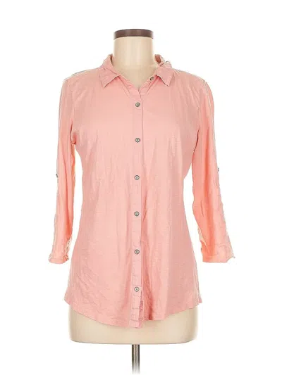 Pre-owned Jjill 3/4 Sleeve Button Down Shirt In Pink