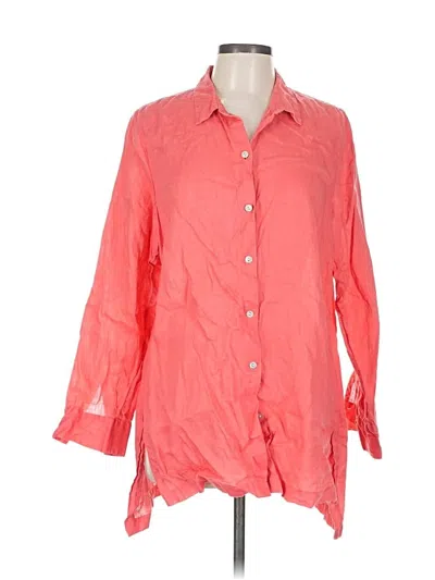 Pre-owned Jjill 3/4 Sleeve Button Down Shirt In Pink