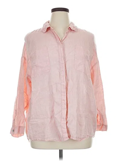Pre-owned Jjill 3/4 Sleeve Button Down Shirt In Pink