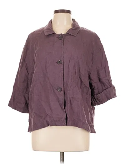 Pre-owned Jjill 3/4 Sleeve Button Down Shirt In Purple