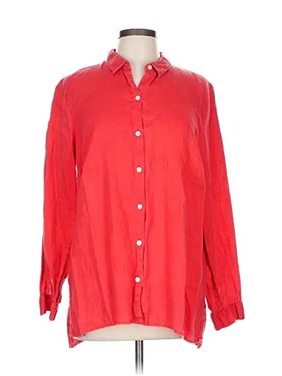 Pre-owned Jjill 3/4 Sleeve Button Down Shirt In Red
