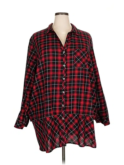 Pre-owned Jjill 3/4 Sleeve Button Down Shirt In Red