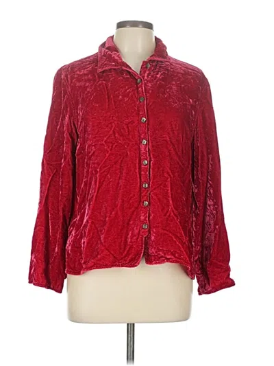 Pre-owned Jjill 3/4 Sleeve Button Down Shirt In Red
