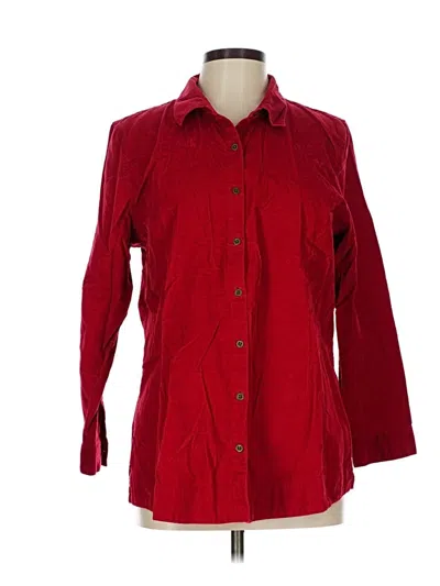 Pre-owned Jjill 3/4 Sleeve Button Down Shirt In Red