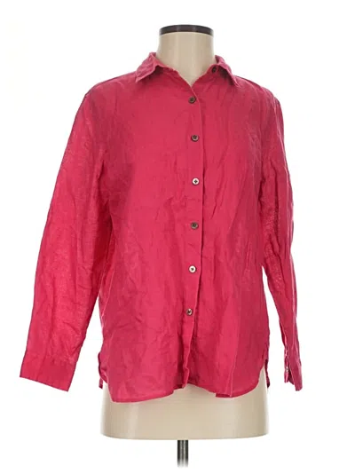 Pre-owned Jjill 3/4 Sleeve Button Down Shirt In Red