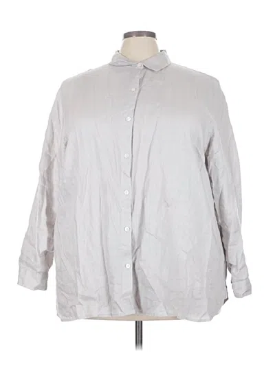 Pre-owned Jjill 3/4 Sleeve Button Down Shirt In Silver