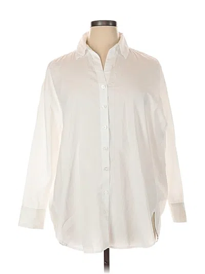 Pre-owned Jjill 3/4 Sleeve Button Down Shirt In White