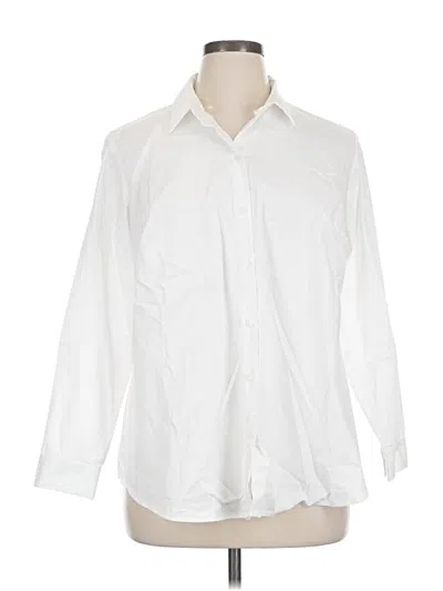 Pre-owned Jjill 3/4 Sleeve Button Down Shirt In White