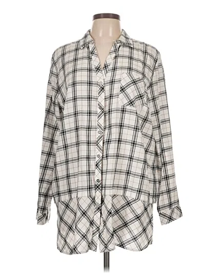 Pre-owned Jjill 3/4 Sleeve Button Down Shirt In White