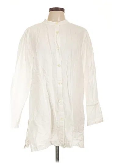 Pre-owned Jjill 3/4 Sleeve Button Down Shirt In White