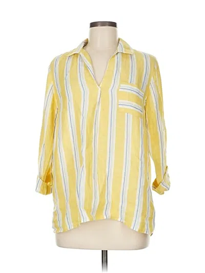Pre-owned Jjill 3/4 Sleeve Button Down Shirt In Yellow