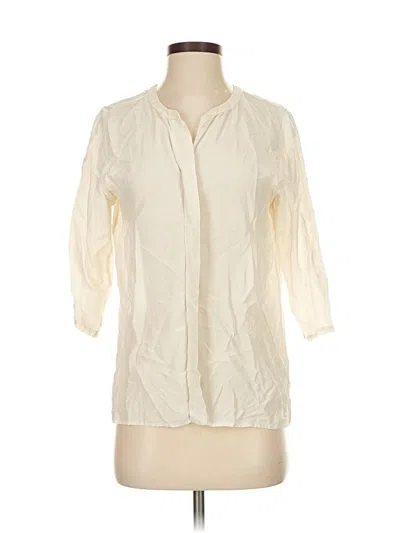 Pre-owned Jjill 3/4 Sleeve Silk Top Ivory Mock Neckline Tops In White