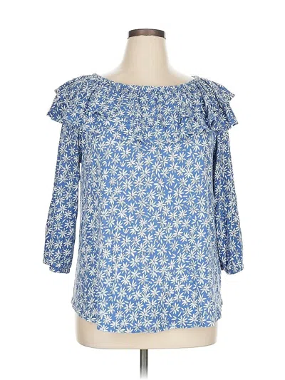 Pre-owned Jjill 3/4 Sleeve T-shirt In Blue