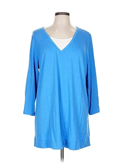 Pre-owned Jjill 3/4 Sleeve T-shirt In Blue