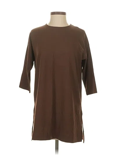 Pre-owned Jjill 3/4 Sleeve T-shirt In Brown