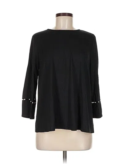 Pre-owned Jjill 3/4 Sleeve Top Black Keyhole Neckline Tops
