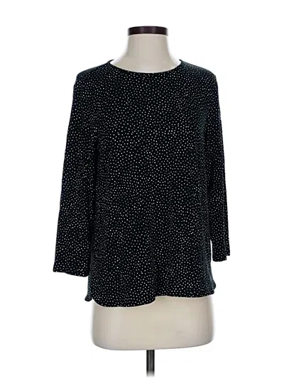 Pre-owned Jjill 3/4 Sleeve Top Black Polka Dots Pattern Boatneck Tops