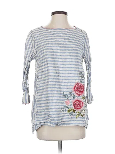 Pre-owned Jjill 3/4 Sleeve Top Blue Boatneck Tops