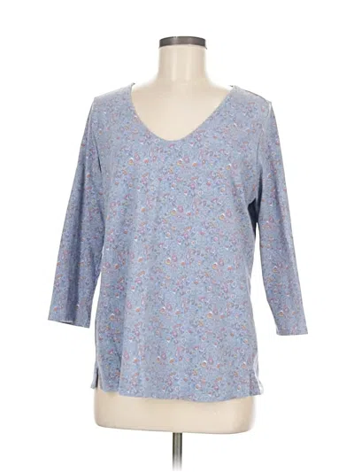 Pre-owned Jjill 3/4 Sleeve Top Blue Floral Pattern V-neck Tops
